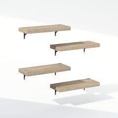 Tanna 22-Inch Wall Mounted Bathroom Floating Display Shelves, Natural, Set of 4