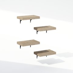 Tanna 15-Inch Wall Mounted Bathroom Floating Display Shelves, Natural, Set of 4