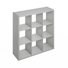 Simple Open Back Cube Storage Organizer, Standing Shelf, 9-Cube, Light Grey