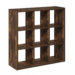 Cubicle Open Back Decorative Cube Storage Organizer, 9-Cube, Amber Pine