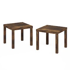 Square Side Table Set with Amber Pine Finish for Living Rooms