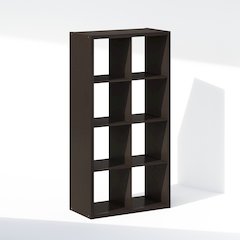 Simple Open Back Cube Storage Organizer, Standing Shelf, 8-Cube, Dark Oak