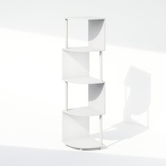 Furinno Basic 4-Tier Zigzag Corner Multipurpose Standing Shelf, White/White