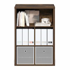 Cubicle Closed Back Decorative Cube Storage Organizer, 5-Cube, Amber Pine