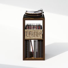 Open Back Decorative Vintage Media Storage Organizer, 2-Cube, Amber Pine