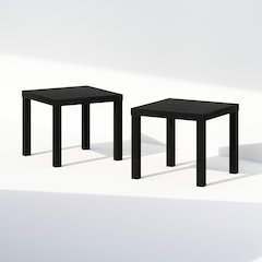 Classic Homey Square Nightstand, Bedside Tables, Set of 2, Black