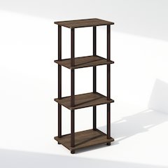 Turn-N-Tube 3-Tier End Table, Side Table, Walnut/Brown