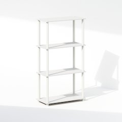 4-Tier Multipurpose Shelf Display Rack, Shelving Unit, Bookcase, White/White