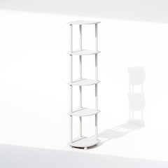 Turn-N-Tube 5 Tier Corner Display Rack Multipurpose Shelving Unit, White/White