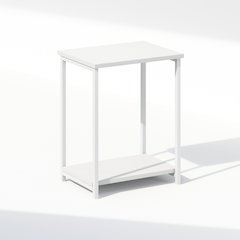 Industrial Metal Frame Nightstand, Bedside Table, 1-Pack, White/White