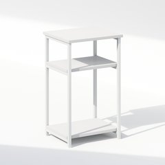Industrial Metal Frame Nightstand, Bedside Table, 1-Pack, White/White