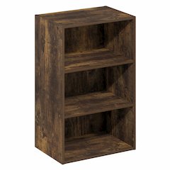 Basic 3-Tier Open Shelf Bookcase, Bookshelf, Storage Organizer, Amber Pine