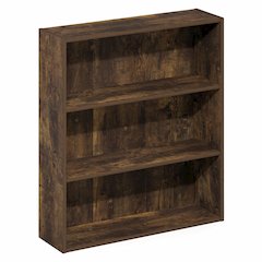 Basic 3-Tier Open Shelf Bookcase, Bookshelf, Storage Organizer, Amber Pine