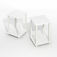 Simplistic End Table, Set of Two, Plain White/White