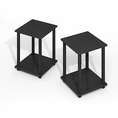 Simplistic End Table, Set of Two, Dark Americano/Black