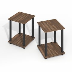 Simplistic End Table, Set of Two, Brown Walnut/Black
