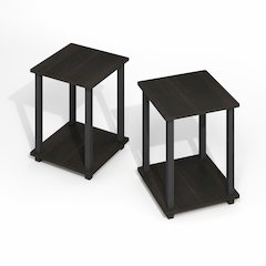 Simplistic End Table, Set of Two, Black Espresso/Black