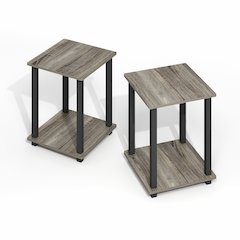 Simplistic End Table, Set of Two, Grey Oak/Black