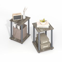 Simplistic End Table, Set of Two, Grey Oak/Grey