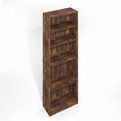 JAYA Simply Home Adjustable Shelf Bookcase, 5-Tier, Amber Oak