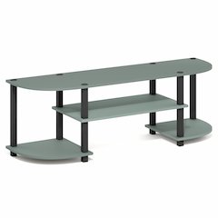 Entertainment Center for TV up to 55 Inch, Round Corner, Open shelves,Sage Green