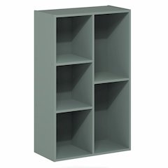 LUDER Book Shelf, 5-Cube Bookshelf, Reversible Bookcase, Sage Green