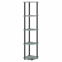 Corner Shelf, 5-Tier Corner Bookshelf, Open Storage Shelves, Sage Green