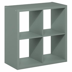 4-Cube Thick Frame Bookshelf, Reversible Bookcase with Open Back, Sage Green
