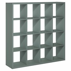 16-Cube Thick Frame Bookshelf, Reversible Bookcase with Open Back, Sage Green