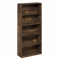 5-Tier Bookshelf, 52 Inch Tall Bookcase with Adjustable Shelf, Amber Pine