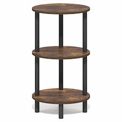 3-Tier 27.6" Tall Oval Nightstand, Bedside Table with Open Shelving, Amber Pine