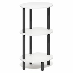 TURN-N-TUBE 3-Tier Oval Night Stand, Toolless Assembly Narrow Nightstand, White