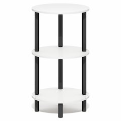 3-Tier 27.6" Tall Oval Nightstand, Bedside Table with Open Shelving, White