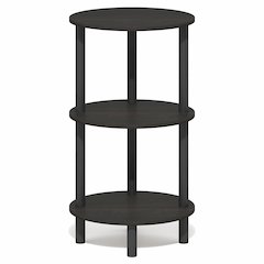 3-Tier 27.6" Tall Oval Nightstand, Bedside Table with Open Shelving, Espresso