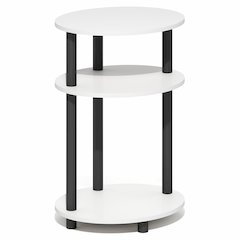 TURN-N-TUBE 3-Tier Oval Night Stand, Modern Compact Side Table, White