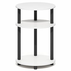 3-Tier 23" Tall Oval Nightstand, Bedside Table with Open Shelving, White