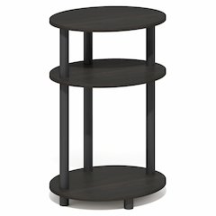 TURN-N-TUBE 3-Tier Oval Night Stand, Modern Compact Side Table, Espresso