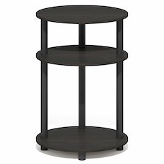 3-Tier 23" Oval Nightstand, Bedside Table with Open Shelving, Espresso