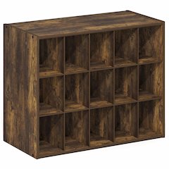 FANO Shoe Rack, 15-Cube Shoe Organizer, Stackable Shoe Storage, Amber Pine