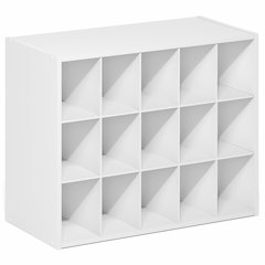 FANO Shoe Rack, 15-Cube Shoe Organizer, Stackable Shoe Storage, Black Dark Oak