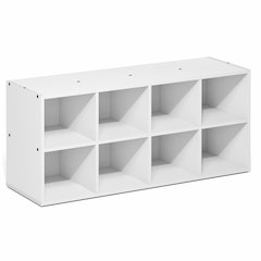FANO Shoe Rack, 8-Cube Shoe Organizer, Stackable Shoe Storage, Black Dark Oak