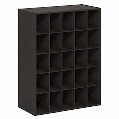 FANO Shoe Rack, 25-Cube Shoe Organizer, Stackable Shoe Organizer, Black Dark Oak