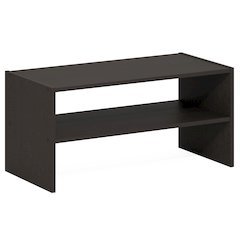 Shoe Rack, 24-Inch Width Shoe Organizer, Stackable Shoe Storage, Black Dark Oak