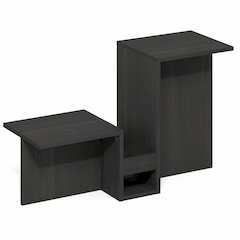 Valley Shaped End Table with Tiered Levels Shelf and Magazine Rack, Espresso