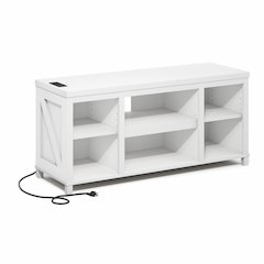 Wooden 3-Tier Entertainment Center for TV up to 55 Inch, USB Ports, Power Outlet