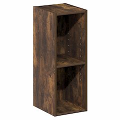 2-Tier Narrow Bookshelf, Bookcase with 8-In Width Storage Shelf, Amber Pine