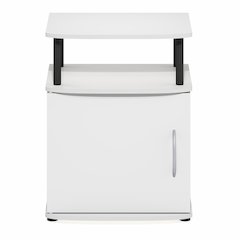 2-Tier Open Shelf End Table with Door Cabinet for Living Room, Bedroom, White