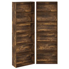 JAYA Book Shelf Set of 2, 6-Tier Bookshelf, Bookcase, Amber Pine