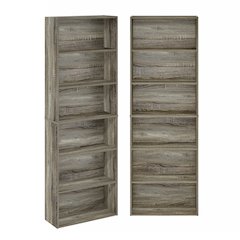 JAYA Book Shelf Set of 2, 6-Tier Bookshelf, Bookcase, French Oak