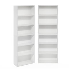 JAYA Book Shelf Set of 2, 6-Tier Bookshelf, Bookcase, White